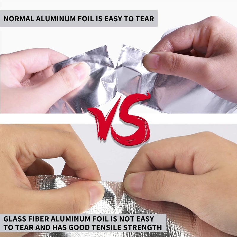 TAPEBEAR Aluminum Foil Heat Shield Tape 2inch x 65Yards, Aluminized Fiberglass Cool Tape 5.5mil Heat Resistant Tape Thermal Barrier for Air Dryer Vent, HVAC, Heating Unit, Hose and Pipe, 5Rolls/980Ft - Image 5
